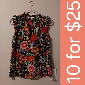 Rose & Olive Black Floral V-Neck Sleeveless Camisole